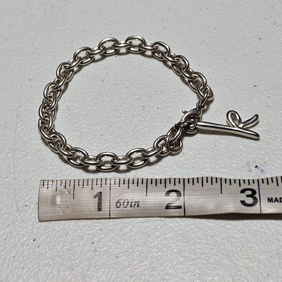 Letter K Charm Bracelet Silver Tone Chain LInk Minimalist Fashion Jewelry Women - Picture 5 of 5